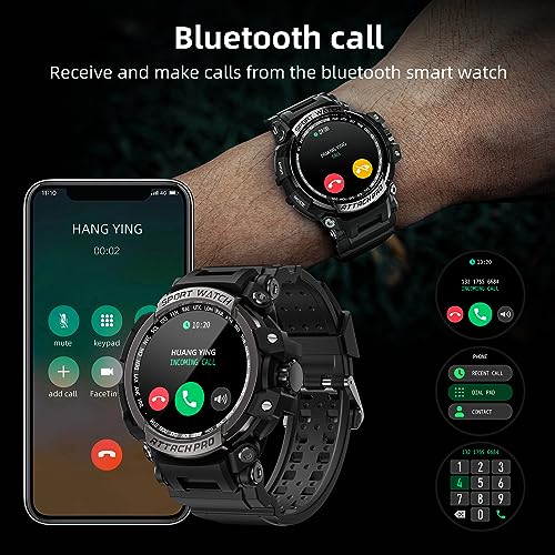 LOKMAT Smart Watch - Outdoor Sports Military Smart Watches for Men Bluetooth Call (Answer/Make Calls), Waterproof Tactical Rugged Smartwatch, Fitness Tracker Watch for Android iPhones