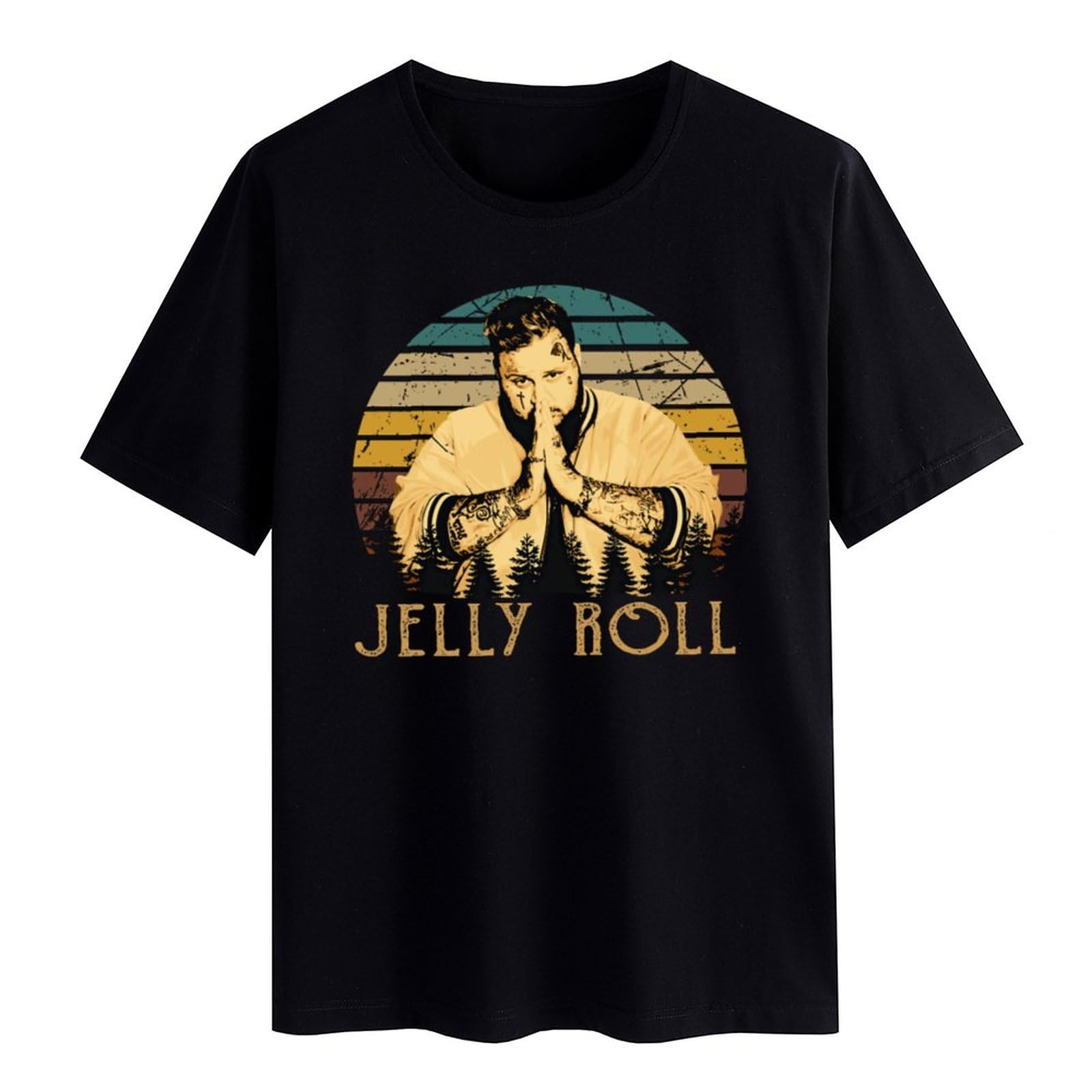 DHJANECT Youth & Adult American Rapper Jelly Theme Roll T-Shirt Round Neck Short-Sleeve Tee Shirt, Cotton Tee Tops for Mens 2XL, Black-2