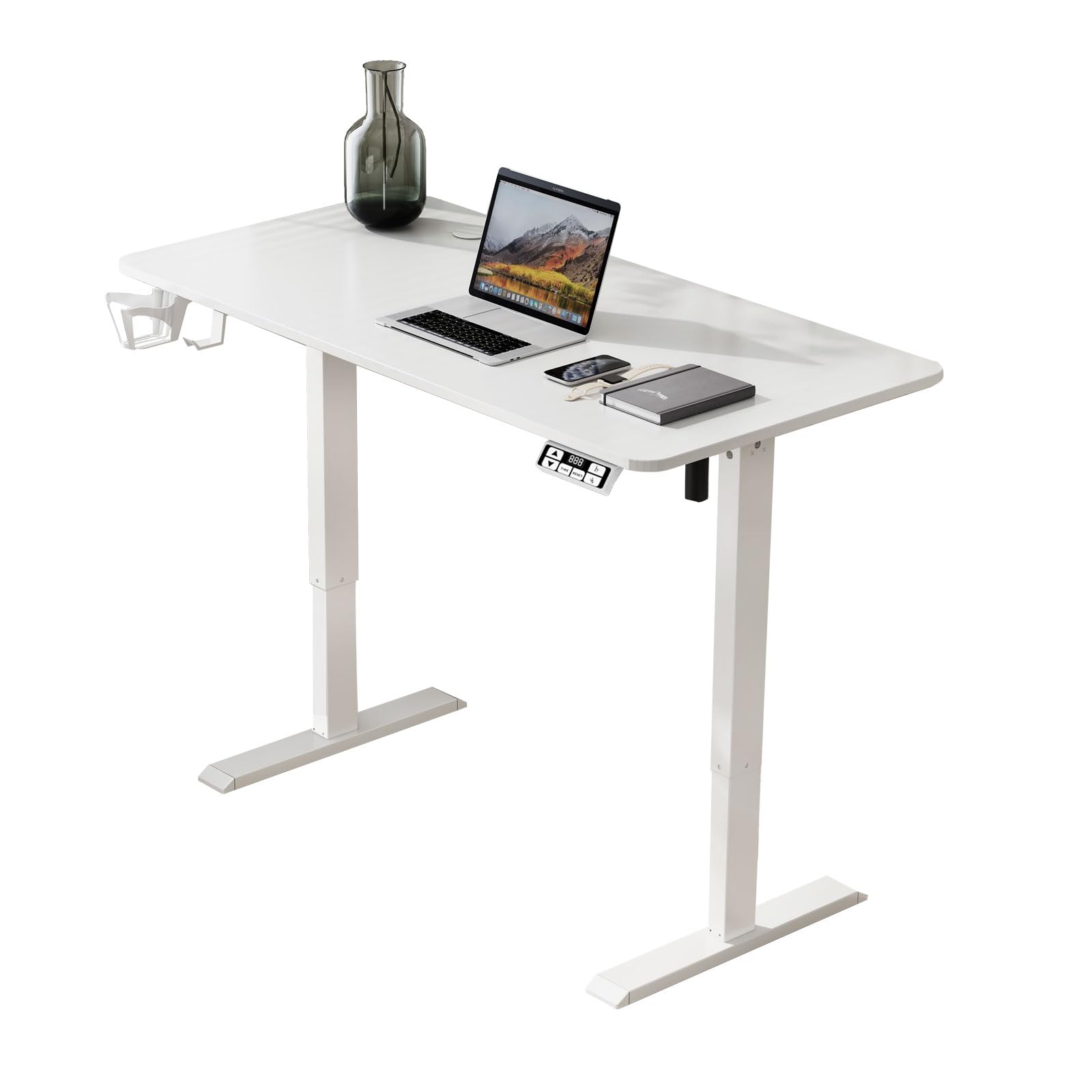 63inch Adjustable Desk Stand up Desk Electric Standing Desk Adjustable Height Sit Stand Home Office Desk Including Splice Table Plate White