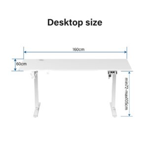 63inch Adjustable Desk Stand up Desk Electric Standing Desk Adjustable Height Sit Stand Home Office Desk Including Splice Table Plate White