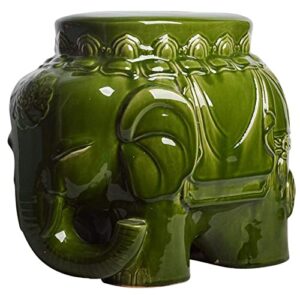 jiadiaoni decorative ceramic garden stool, glazed elephant drum stool shoe changing stool, suitable for living room, balcony, etc. (color : green)