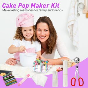 Elesunory 802Pcs Cake Pop Set, Including Cake Pop Sticks and Wrappers, Twist Ties, Cake Pop Roller, Decorating Pen with 4 Piping Tips, Candy Foil Wrappers, Cake Pops Bags Supplies for Lollipop