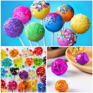 Elesunory 802Pcs Cake Pop Set, Including Cake Pop Sticks and Wrappers, Twist Ties, Cake Pop Roller, Decorating Pen with 4 Piping Tips, Candy Foil Wrappers, Cake Pops Bags Supplies for Lollipop