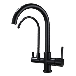 huahualala brushed nickel kitchen faucets,kitchen sink faucet with 2 handle 3 in 1 water filter purifier drinking water faucets, brass drinking water faucet,cold and hot mixer tap… (matte black)