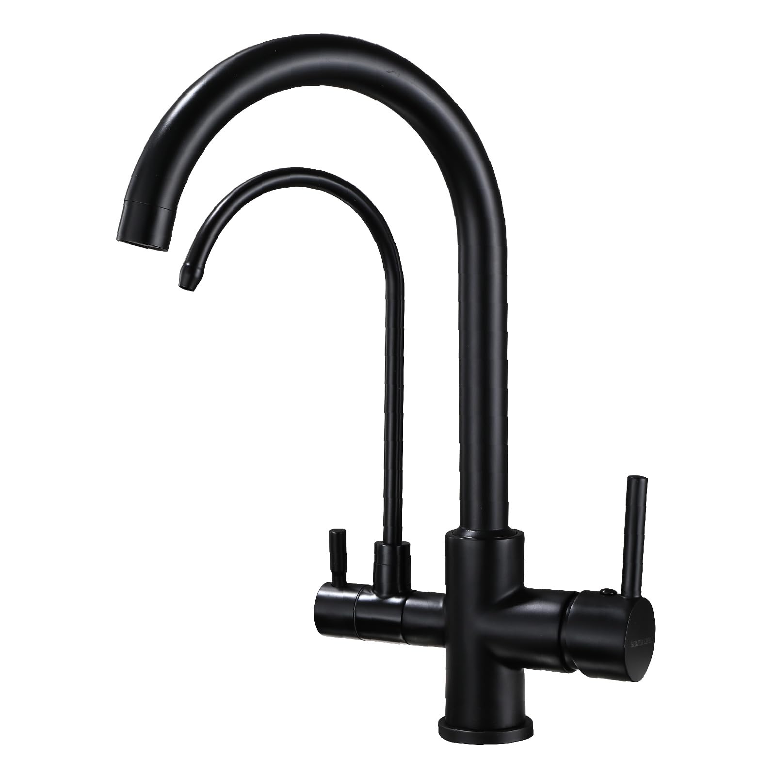 HUAHUALALA Brushed Nickel Kitchen Faucets,Kitchen Sink Faucet with 2 Handle 3 in 1 Water Filter Purifier Drinking Water Faucets, Brass Drinking Water Faucet,Cold and Hot Mixer Tap… (Matte Black)