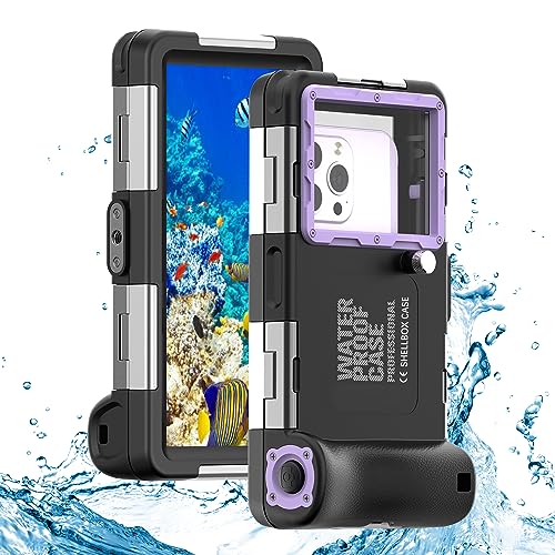 ShellBox Case Diving Case 2nd Gen for Phone/Samsung Galaxy Series, Universal Phones[4.9-6.9 Inch],Snorkeling[15m/50ft] Full Body Protector(Black-purple)