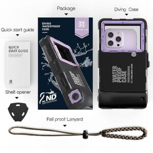 ShellBox Case Diving Case 2nd Gen for Phone/Samsung Galaxy Series, Universal Phones[4.9-6.9 Inch],Snorkeling[15m/50ft] Full Body Protector(Black-purple)