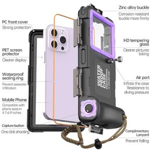 ShellBox Case Diving Case 2nd Gen for Phone/Samsung Galaxy Series, Universal Phones[4.9-6.9 Inch],Snorkeling[15m/50ft] Full Body Protector(Black-purple)