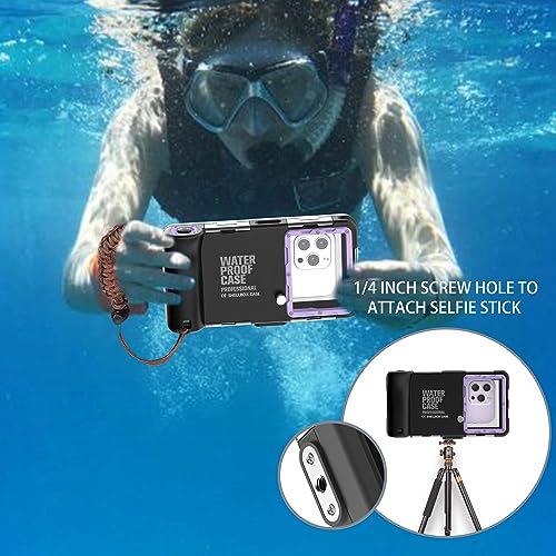 ShellBox Case Diving Case 2nd Gen for Phone/Samsung Galaxy Series, Universal Phones[4.9-6.9 Inch],Snorkeling[15m/50ft] Full Body Protector(Black-purple)