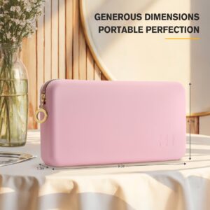 BEZOX Stylish Silicone Makeup Brush Bag - Travel Makeup Brush Holder, Portable Cosmetic Bag Zipper Pouch, Silicon Toiletry Bag Case - Pink