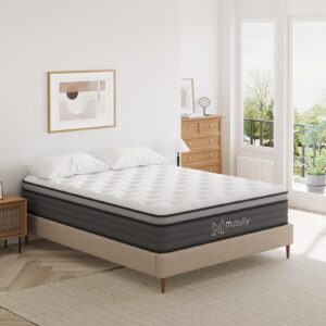 mubulily queen mattress,10 inch hybrid mattress in a box with gel memory foam mattress,individually wrapped pocket coils innerspring mattress,pressure relief,back pain relief,certipur-us.