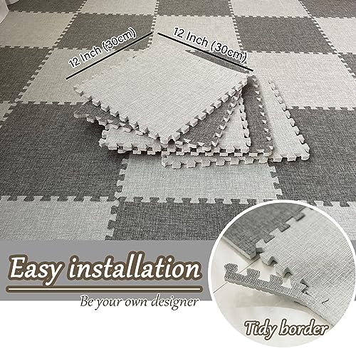 Multipurpose Interlocking Foam Floor Tiles,12X12 Inch Puzzle Floor Mat,Area Rug,Carpet,Home Decor,Playmat,20 Pcs(Color:Light Coffee)