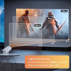 [Auto Keystone]Smart Projector with Android TV 11.0 HIPPUS,5G WiFi Bluetooth Projector 4k Supported,Mini Portable Outdoor Movie Projector Compatible iOS,Android