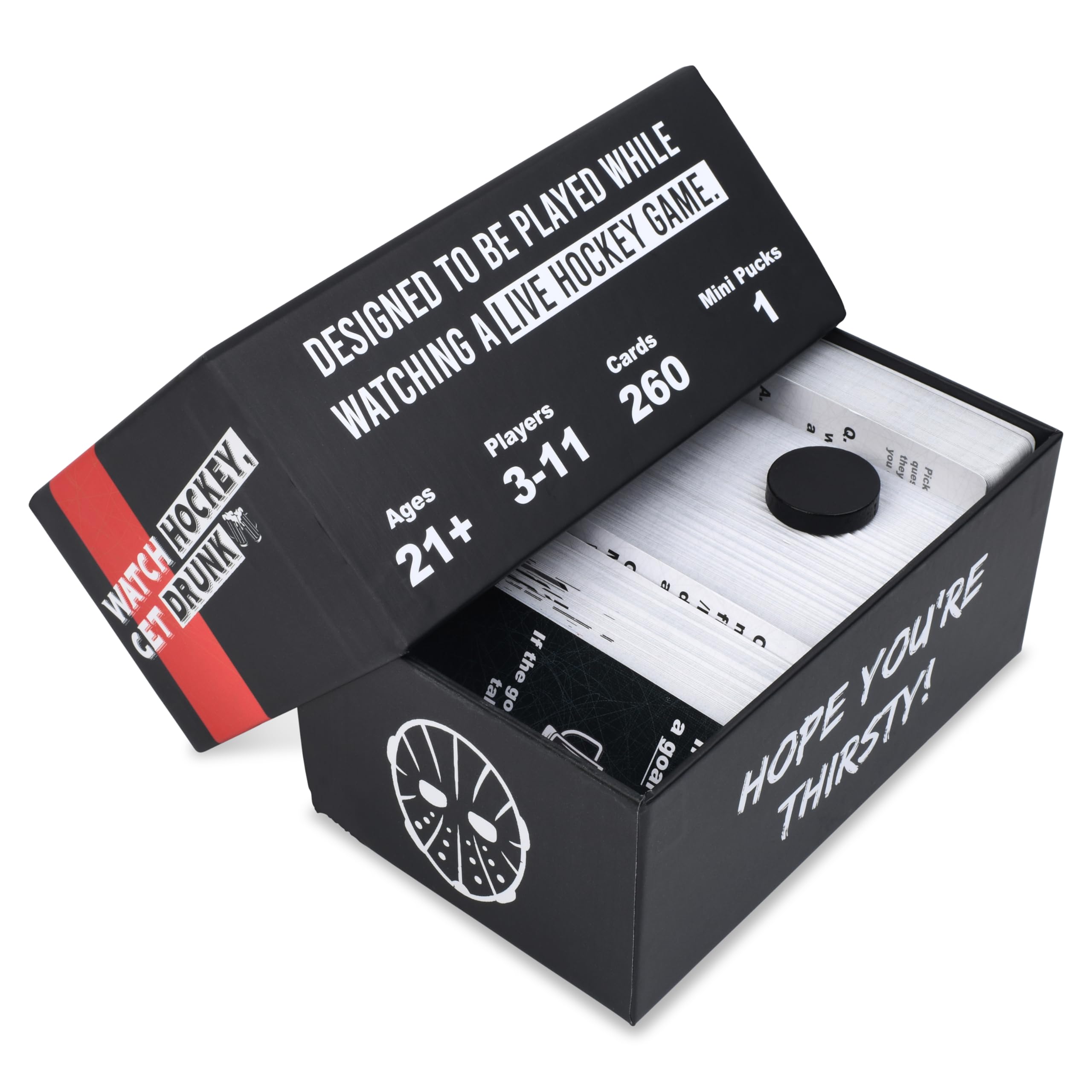 Watch Hockey, Get Drunk - The Live Hockey Drinking Game | 260 Cards with a Mini Puck. Perfect for Parties, Group Game Day, Tailgating. Great Gift for Sports Fans.