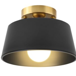 CANMEIJIA Industrial Ceiling Light Fixture with Black Shade, Modern Flush Mount Ceiling Lighting for Bedroom Hallway Kitchen Dining Room, Farmhouse Ceiling Lamp with E26 Base, Bulb Not Included