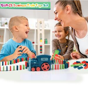 CLAPET Domino Train Sets Toys for Kids Ages 3-8, 120PCS STEM Building Montessori Toys Gifts for 4 5 6 7 Year Old Boys Girls Toddler