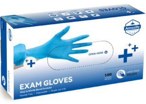 amozife nitrile vinyl blend gloves, 4 mil powder & latex free non-sterile disposable gloves for cooking, cleaning & food prep, x-large