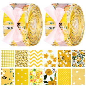 ganeen 100 pcs cotton fabric patchwork quilting strips 2.56 inch precut patchwork roll japanese style cotton fabric quilting fabric strips craft for diy craft sewing(vibrant floral)