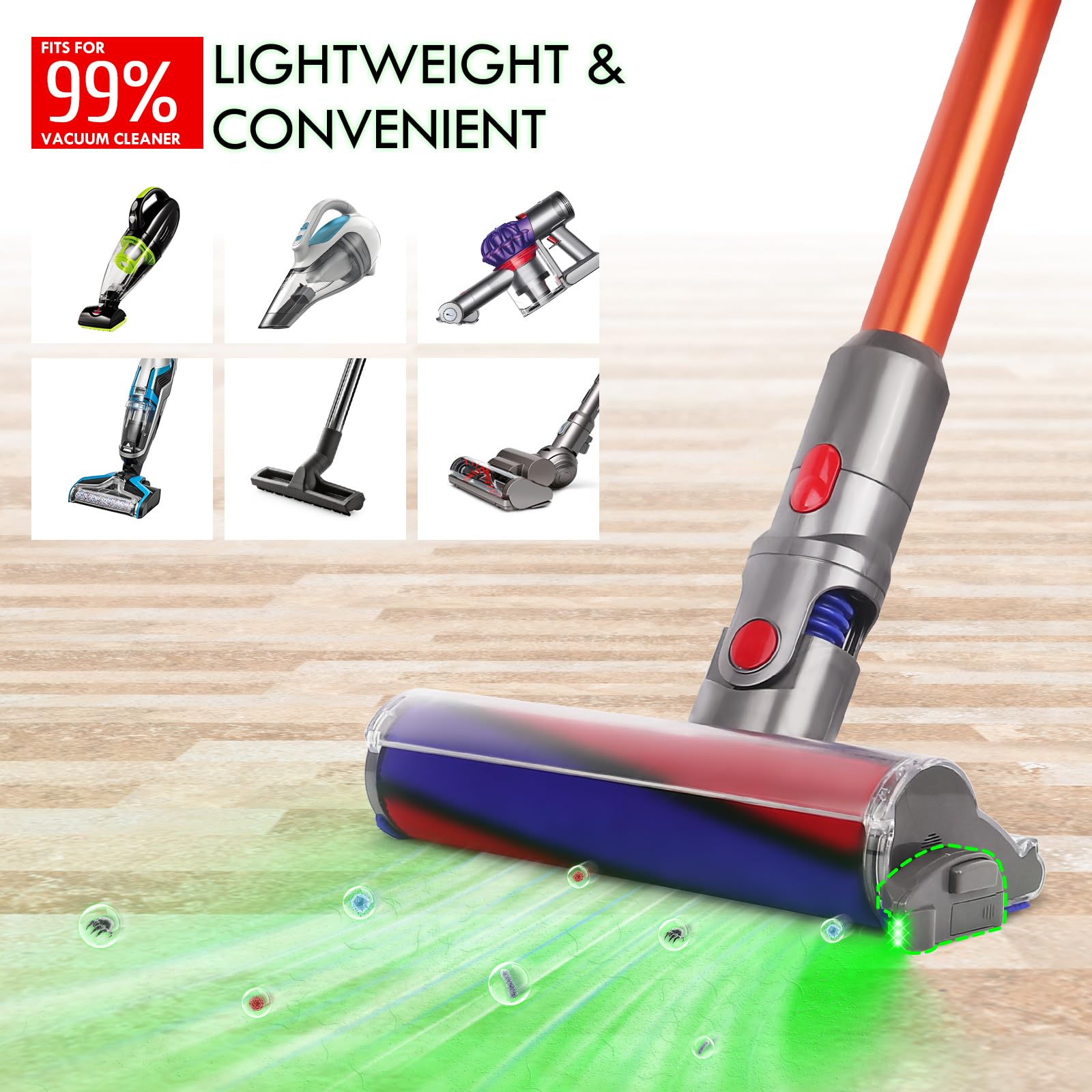 Dust Detector Light Compatible with Dyson Vacuum Led Light Attachment, Green LED Light for Vacuum Cleaner Head Accessories