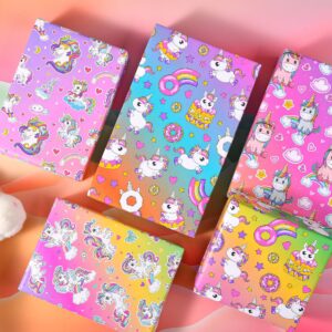 Sikiweiter Unicorn Wrapping Paper - Unicorn Wrapping Paper Birthday Girl, 8 Sheets Princess Wrapping Paper, 19.7 x 27.6 Inches Per Sheet