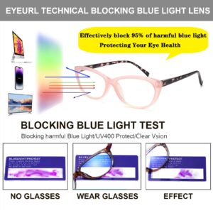 EYEURL 4 Pack Cat Eye Reading Glasses for Women, Blue Light Blocking Readers Lightweight Spring Hinge Anti Eyestrain UV Fashion Eyeglasses +1.50