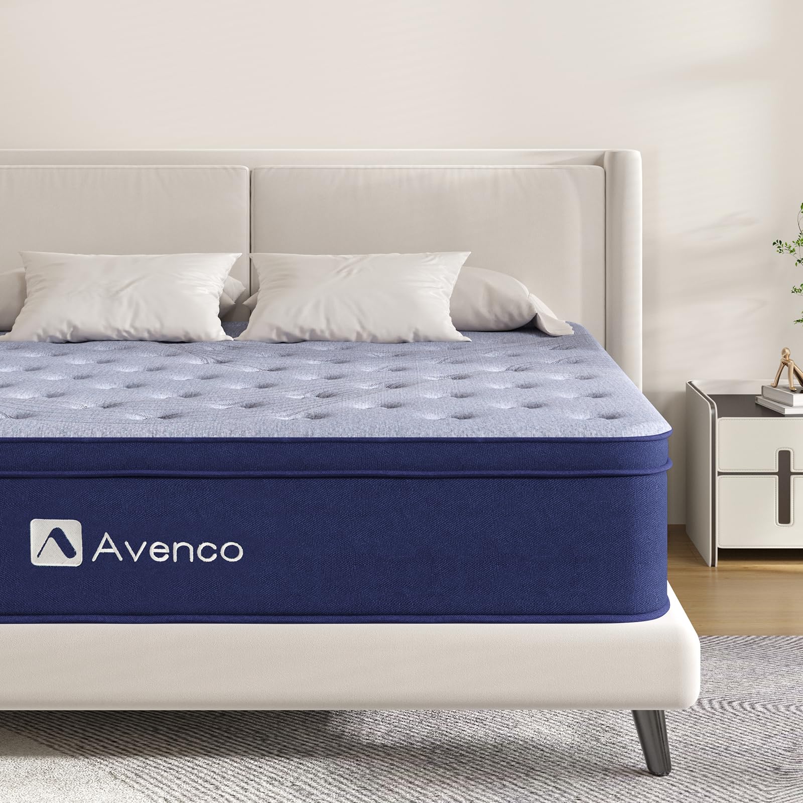 Avenco King Mattress, 12 Inch Hybrid King Mattress in a Box for Pressure Relief & Sound Sleep, Individually Wrapped Pocket Coils Innerspring Mattress for Motion Isolation, Medium Firm Feel Mattress