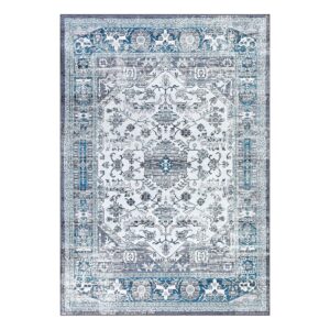 CAREMEE Area Rug 8x10 for Bedroom Living Room, Soft Vintage Carpet Washable with Non-Slip Backing Non Shedding Stain Resistant Large Boho Washable Rug for Home Decor Indoor Floor,Grey