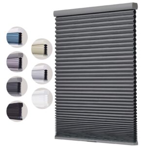 xidamen custom cellular shades cordless window blinds for home, blackout honeycomb blinds, accordion blinds for doors, upgraded, better thermal insulation (dark grey)