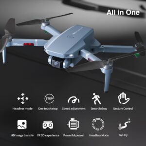 FPV Drone with 2 Camera for Adults, Foldable WIFI RC Quadcopter Remote Control Airplanes Kit with 2 Batteries,Advanced Brushless Motors, Long Range Video Transmission, 3D Flip, Auto Return Home,APP Control (Gray)