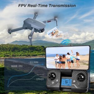 FPV Drone with 2 Camera for Adults, Foldable WIFI RC Quadcopter Remote Control Airplanes Kit with 2 Batteries,Advanced Brushless Motors, Long Range Video Transmission, 3D Flip, Auto Return Home,APP Control (Gray)