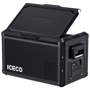 iceco vl35 pros 35 liters portable refrigerator, multi-directional lid, dual usb & dc 12/24v, ac 110-240v, steel compact refrigerator powered by secop, 0℉ to 50℉, home & car use [upgrade]