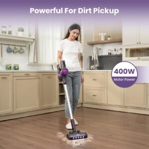 Cordless Vacuum Cleaner for Home | 400W Powerful Stick Vacuum | Long Runtime Detachable Battery | LED Display | Deep Clean for Hard Floor Carpet