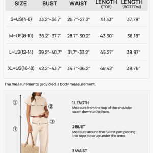 MEROKEETY Women Two Piece Outfits Sweater Sets Knit Pullover Tops High Waist Pants Lounge Set Tracksuit, Pecan, Small