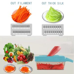 Vegetable Chopper Multifunctional Veggie Chopper,Blue Kitchen Vegetable Slicer Dicer Cutter,Potato Onion Food Chopper with Vegetable Peeler,Hand Guard and Container