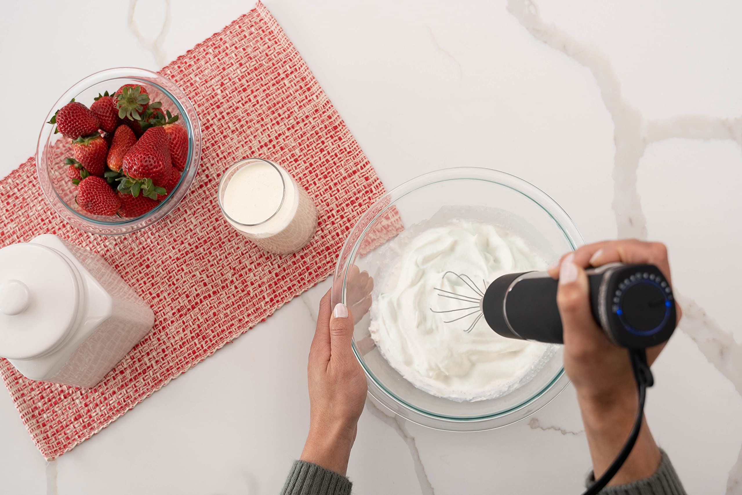 Blendtec Immersion Blender - Handheld Stick Blender, Whisk, and Food Processor and 75 oz FourSide Jar - Clear - Includes 3 Attachments, 20 oz BPA-Free Jar, and Storage Tray - Stainless Steel