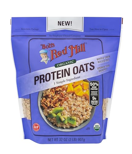 Bob's Red Mill Organic Protein Oats - 32 oz (Pack of 4) Non GMO Gluten Free Whole Grain