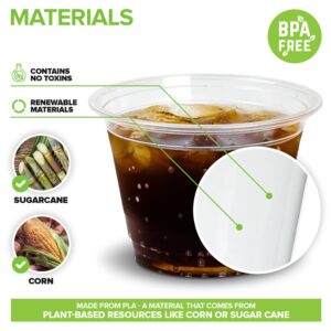 Stock Your Home 9 oz Clear Commercially Compostable Cold Cups Plant Based Eco Party Cup, Environmentally Friendly Recyclable Disposable Sustainable for Water, Wine & Beer Sample (50 Pack)