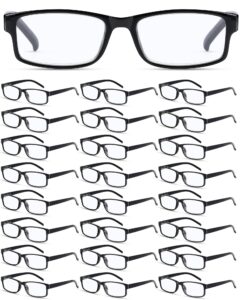yexiya 24 pack reading glasses bulk traditional reading glasses with spring hinge adjustable reading glasses for men women (black frame,1.5 diopters)