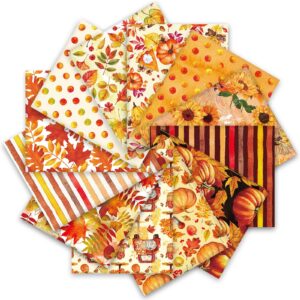 whaline 12pcs fall cotton fabric bundles 18 x 22 inch watercolor pumpkin maple sunflower fat quarters autumn quilting patchwork squares sewing fabrics for fall thanksgiving diy craft party decor