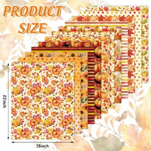 Whaline 12Pcs Fall Cotton Fabric Bundles 18 x 22 Inch Watercolor Pumpkin Maple Sunflower Fat Quarters Autumn Quilting Patchwork Squares Sewing Fabrics for Fall Thanksgiving DIY Craft Party Decor