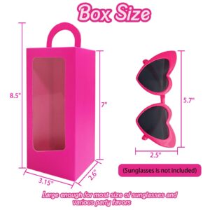 12 Hot Pink Party Favor Boxes 90s Doll Pink Girls Birthday Gift Gable Treat Box Candy Goodie Tall Gable Window Box for Pink Girl Princess Birthday Wedding Bridal Shower Bachelorette Decorations