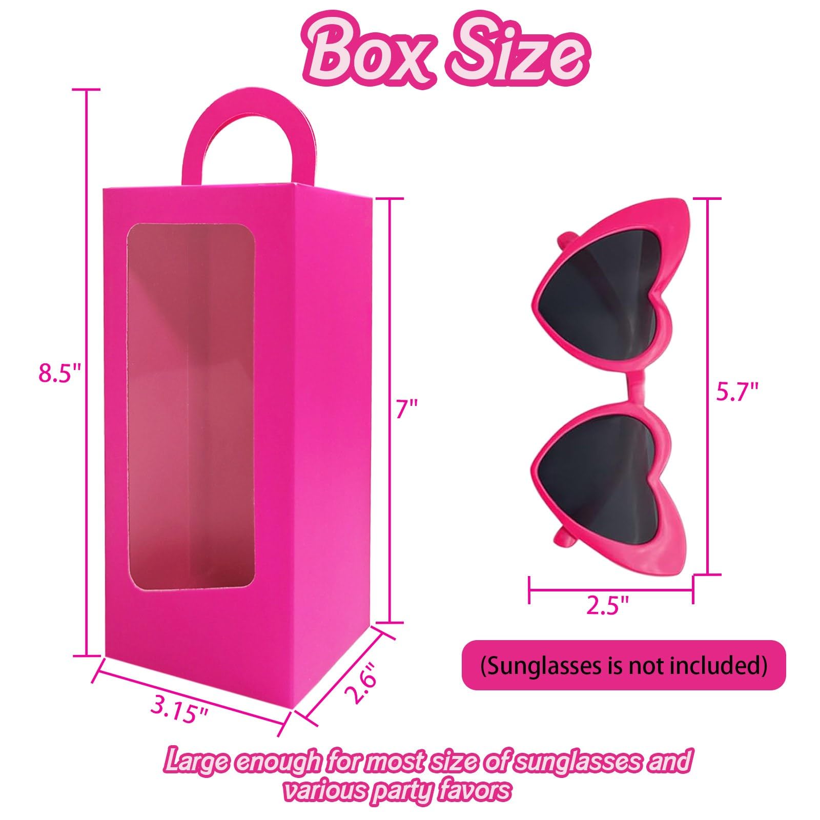 12 Hot Pink Party Favor Boxes 90s Doll Pink Girls Birthday Gift Gable Treat Box Candy Goodie Tall Gable Window Box for Pink Girl Princess Birthday Wedding Bridal Shower Bachelorette Decorations