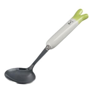 hobbyme Stainless Steel Ceramic Fork Spoon Portable Cutlery Set Cute Green Onion Spoon Fork Set For Home