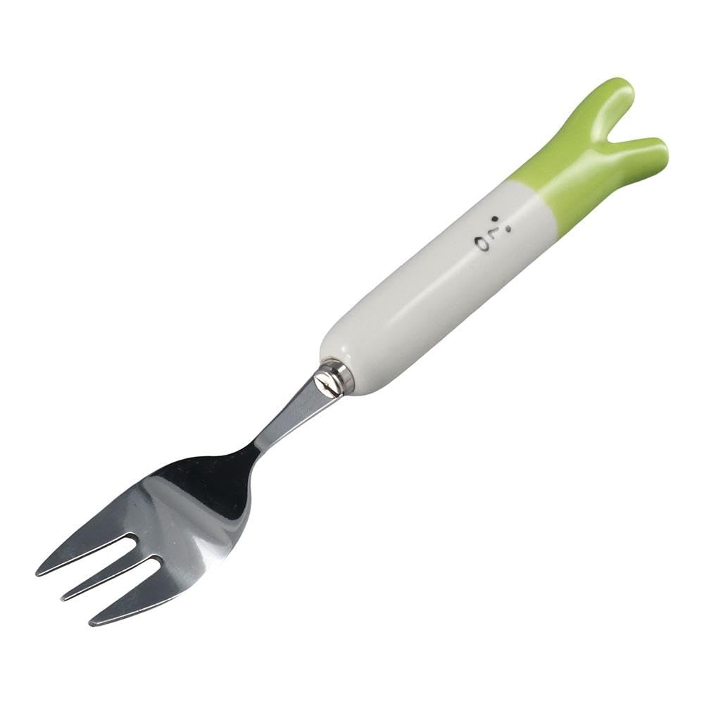 hobbyme Stainless Steel Ceramic Fork Spoon Portable Cutlery Set Cute Green Onion Spoon Fork Set For Home