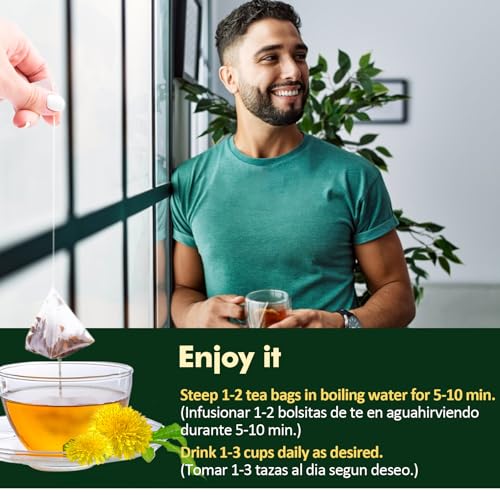 Herbmood Water Away Tea Bags for Edema Relief, Te de Diente de Leon y Cola de Caballo, Diuretico Natural para Desinflamar Retencion de Liquidos y Inflamacion, Horsetail for Lymphatic Drainage. 30 bags