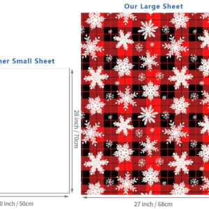 BOLIANNE Christmas Wrapping Paper for Kids Men Women - Xmas Holiday Gift Wrap with Buffalo Plaid, Trucks, Snowflakes, Reindeer for Party - 8 Large Sheets, Vintage Design, 27 x 37 Inch, High Gloss