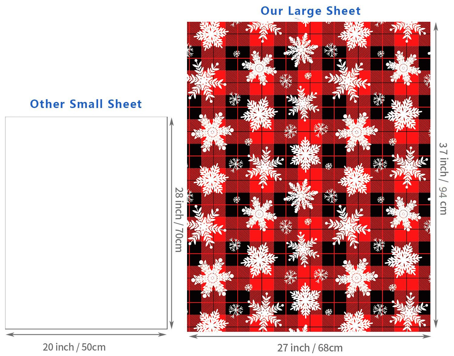 BOLIANNE Christmas Wrapping Paper for Kids Men Women - Xmas Holiday Gift Wrap with Buffalo Plaid, Trucks, Snowflakes, Reindeer for Party - 8 Large Sheets, Vintage Design, 27 x 37 Inch, High Gloss