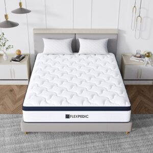 FLEXPEDIC 10" Queen Mattress, Memory Foam Hybrid Mattress with Space Cotton for Tight Sleep, Medium-Firm Cooling Mattress with Stronger Support, Motion Isolation &Pressure Relief