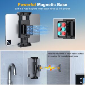 XWXELEC Magnetic Tablet Wall Mount for Metal Surface, Super Power Magnet ipad Holder 360° Rotation fit 4.5"-12.9" Phone and Tablets Great for Cabinet/Fridges/Metal Rack/Whiteboard/Gym Equipment