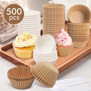 500pcs Standard Natural cupcake liners for baking,food grade cupcake wrappers,non-stick, greaseproof parchment muffin liners,by Bake Choice (500PCS Brown)